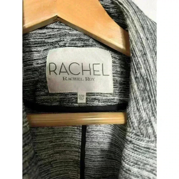 EUC Rachel Roy Black Multi Blazer grey tweed Size 22W Single Button Front - Picture 3 of 11